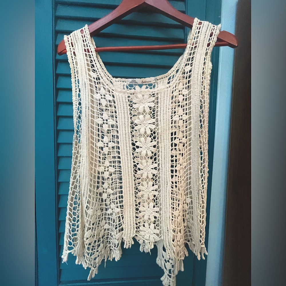 Cream crocheted camisole